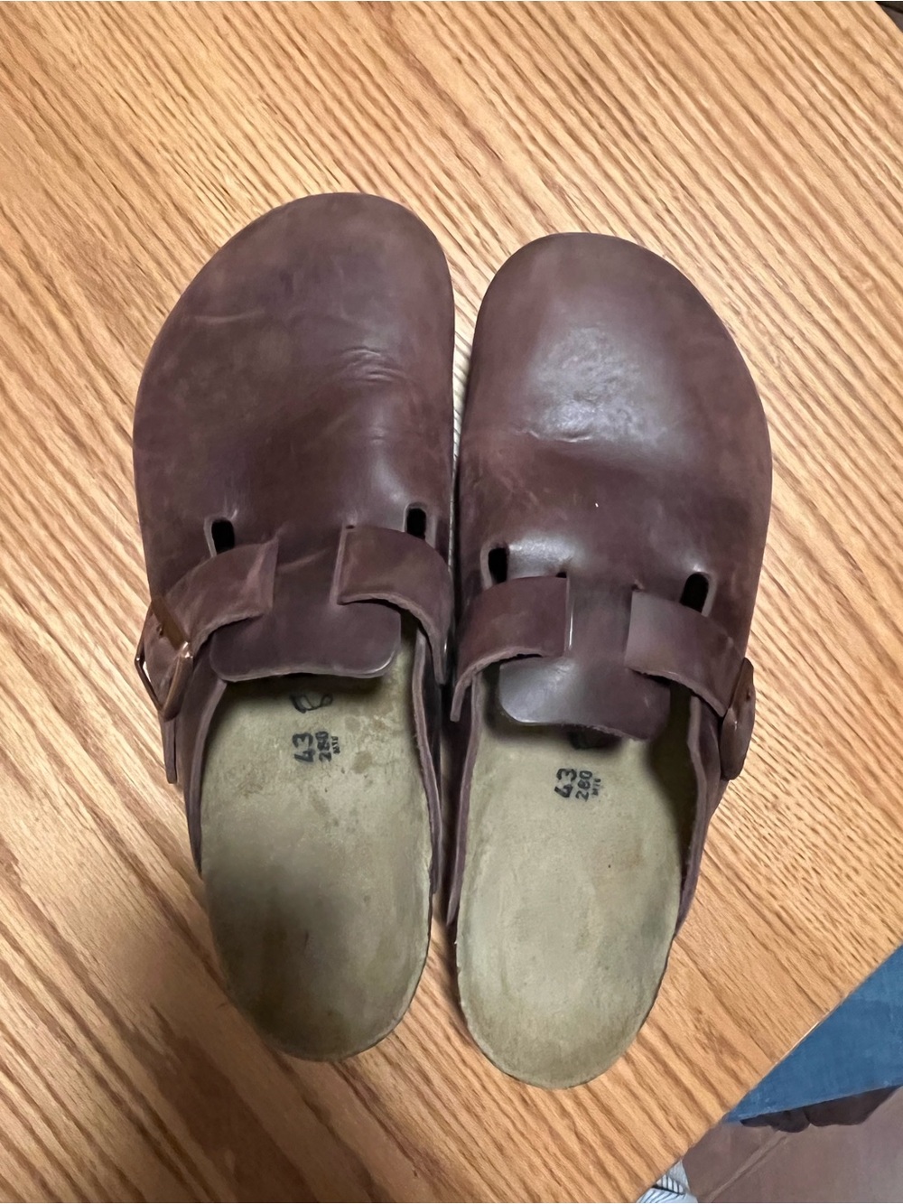 Birkenstock Boston BS Habana Brown Leather Sandals Men 10- 43 Hippie- bohemian